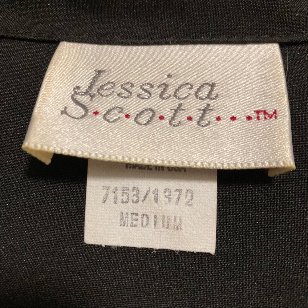 NWOT Jessica Scott Vintage 80s 90s Career Top Long Sleeve Blouse Black Size M - Picture 11 of 12